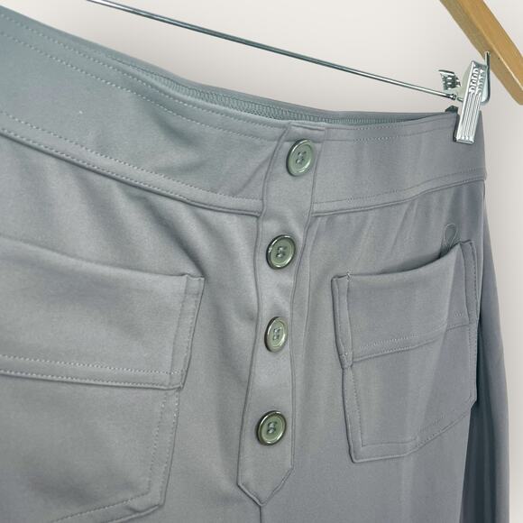 Halara High Waisted Flare Cargo Pants Small Gray Button Pocket Retro Minimalist - Picture 6 of 10